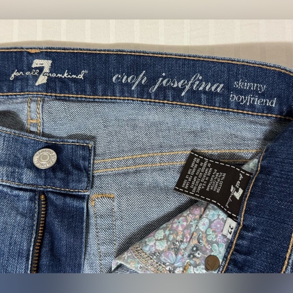7 For All Mankind Josefina Crop Skinny Boyfriend Jeans Distressed Size 27 - Picture 7 of 14